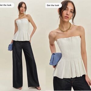 NWT Reformation Ashlyn Top in White Size 6 - Strapless Sateen Tube Top